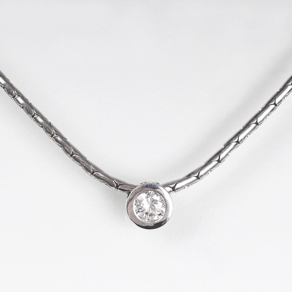 A Solitaire Diamond Pendant with Necklace