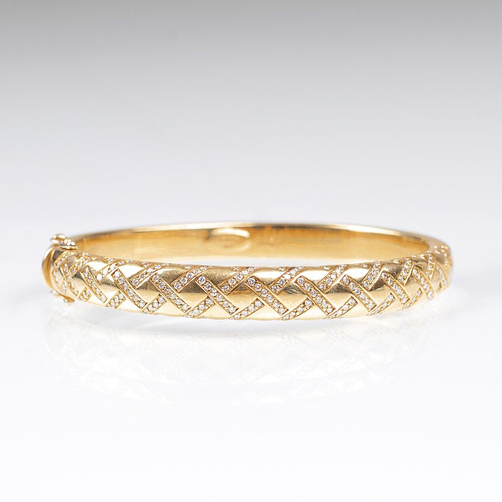 A Gold Bangle Bracelet with Diamonds by Wempe