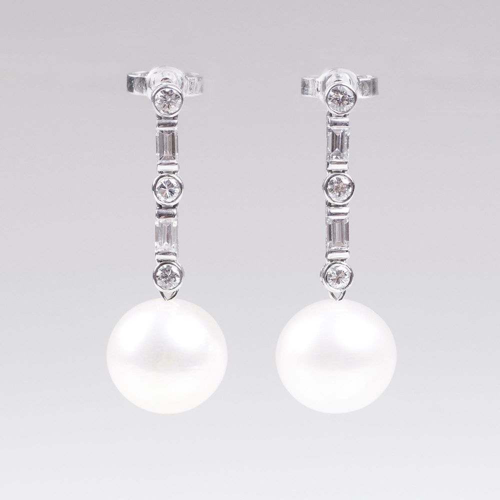 A Pair of Southsea Pearl Diamond Earrings
