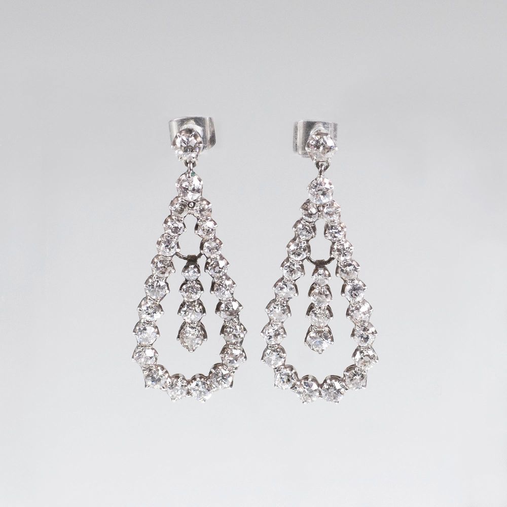 A Pair of Earpendants with Old Cut Diamonds