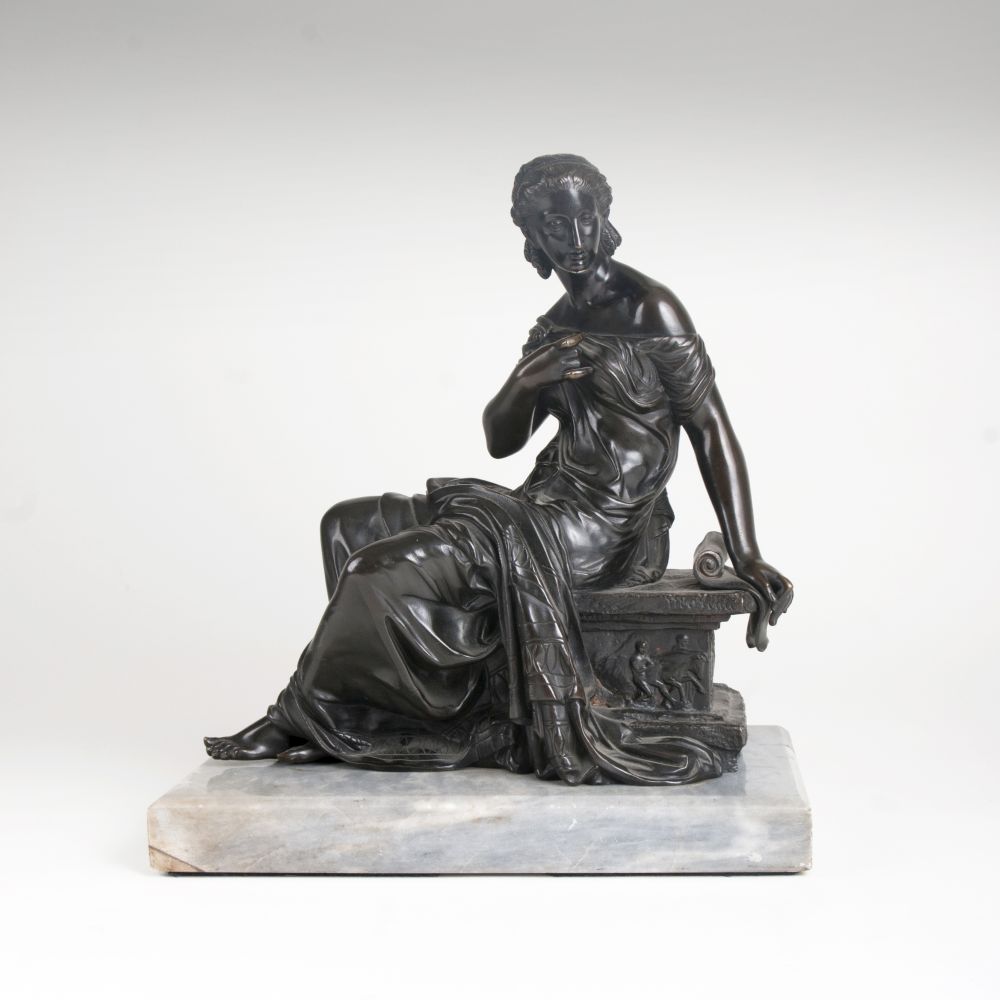 Bronze-Skulptur 'Sitzende Muse'