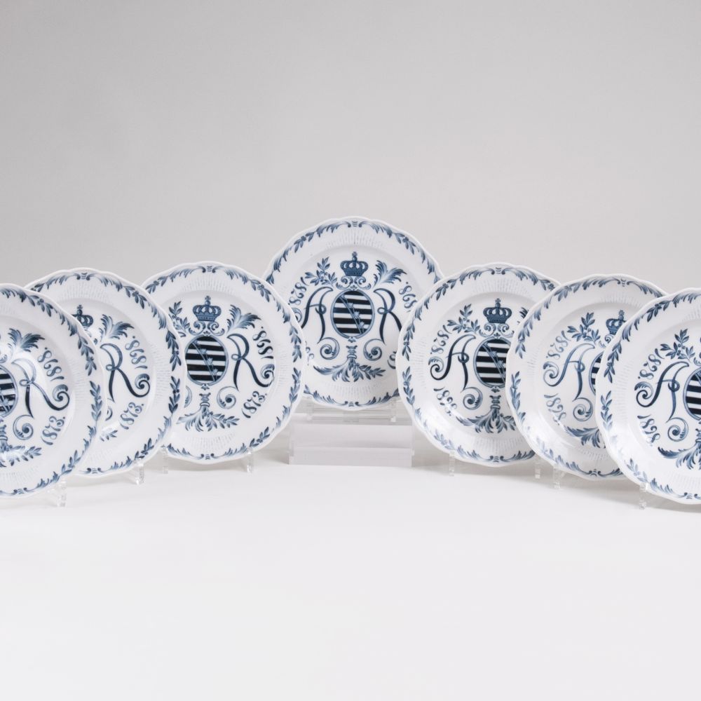 A Rare Set of 18 Jubilee Plates on the occasion of the 25th anniversary of King Albert's of Saxony