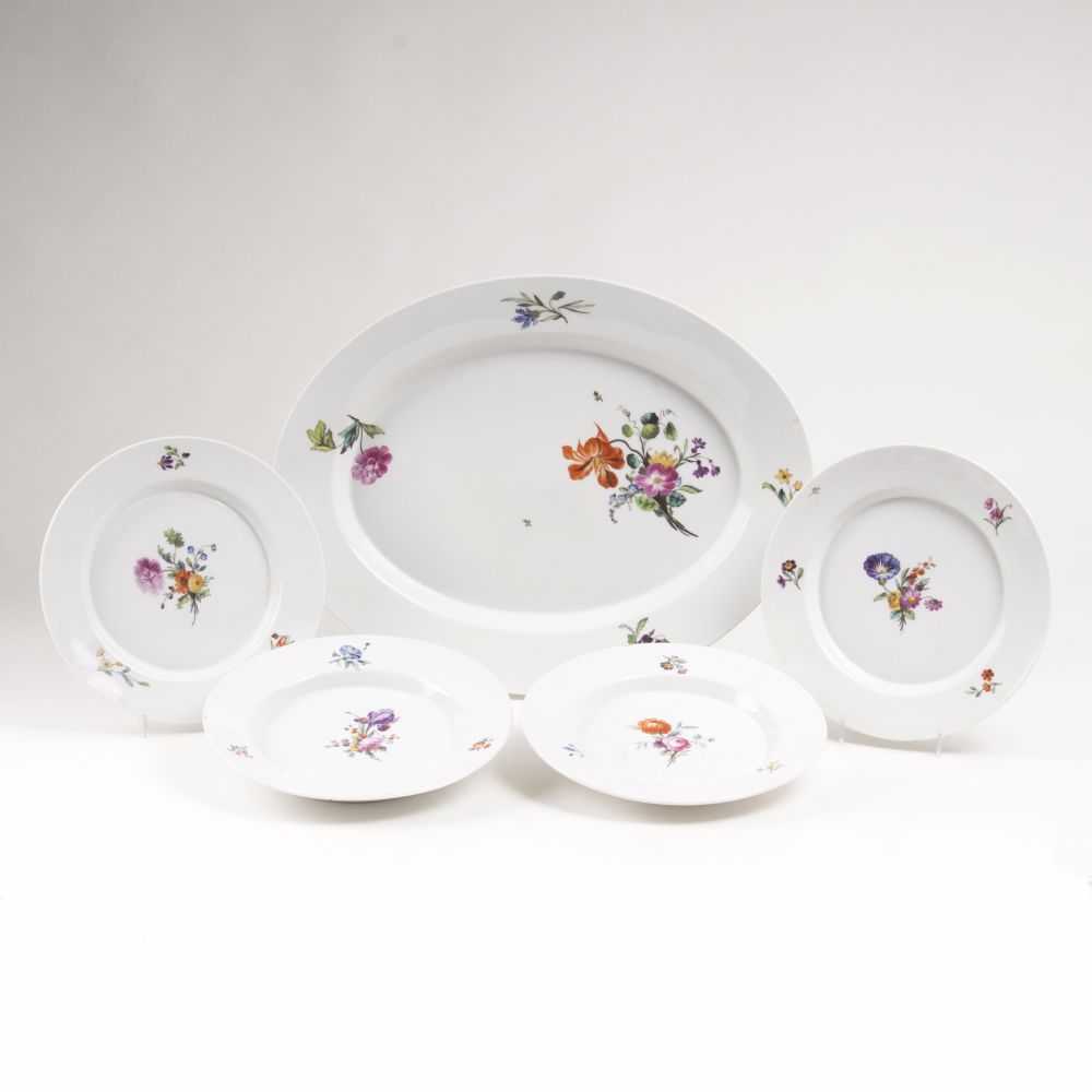 A Part Dinner Service with Flower Painting