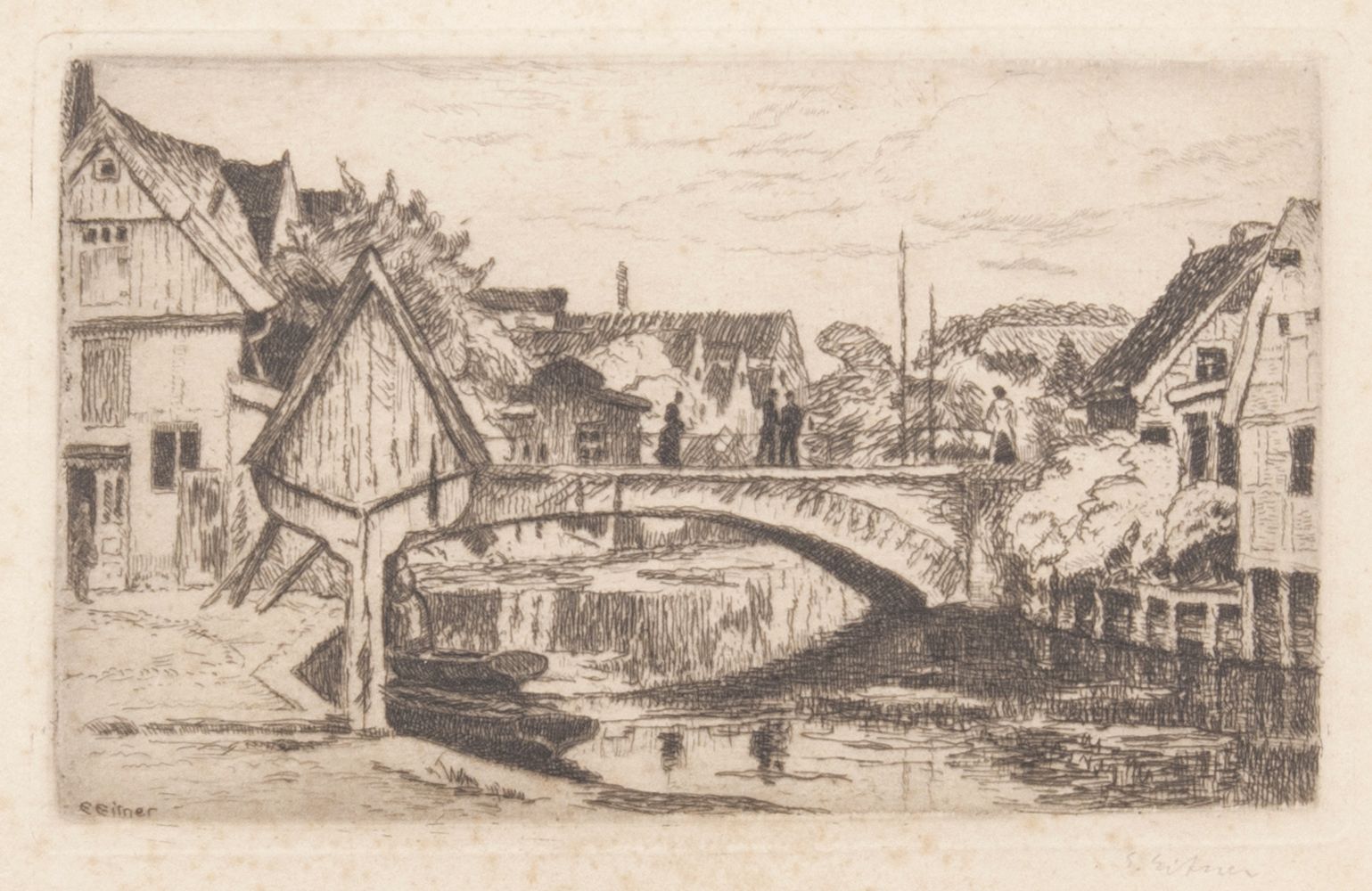 Boulevard in Antwerp and four Etchings - image 3