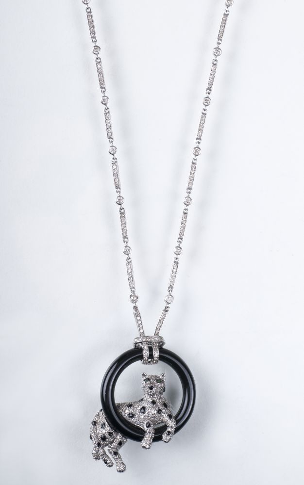 A pendant 'Panther' with diamonds and onyx - image 2