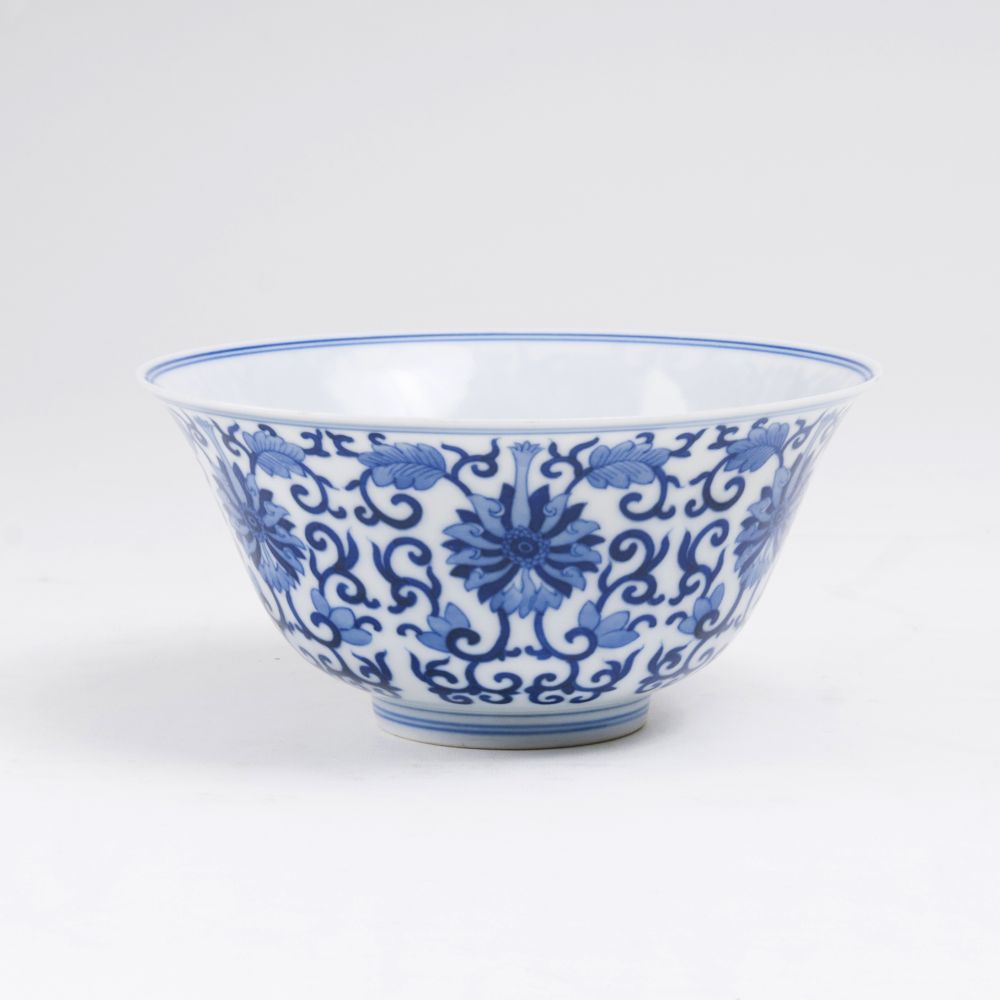A Blue and White Bowl with Flower Tendrils