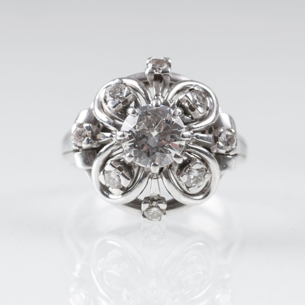 A large Solitaire Platinum Ring with Diamonds - image 2