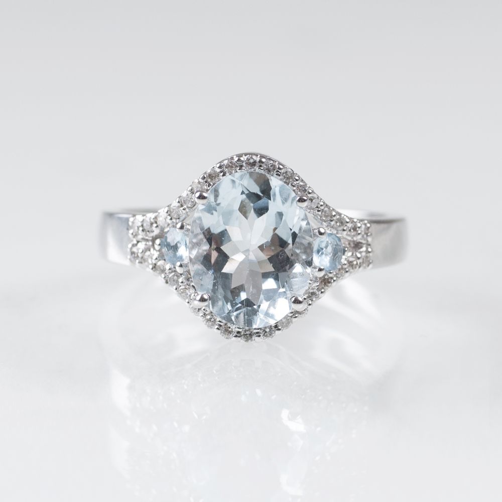 An Aquamarine Diamond Ring - image 2