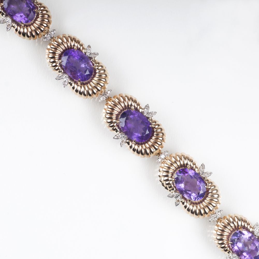 An Amethyst Diamond Bracelet