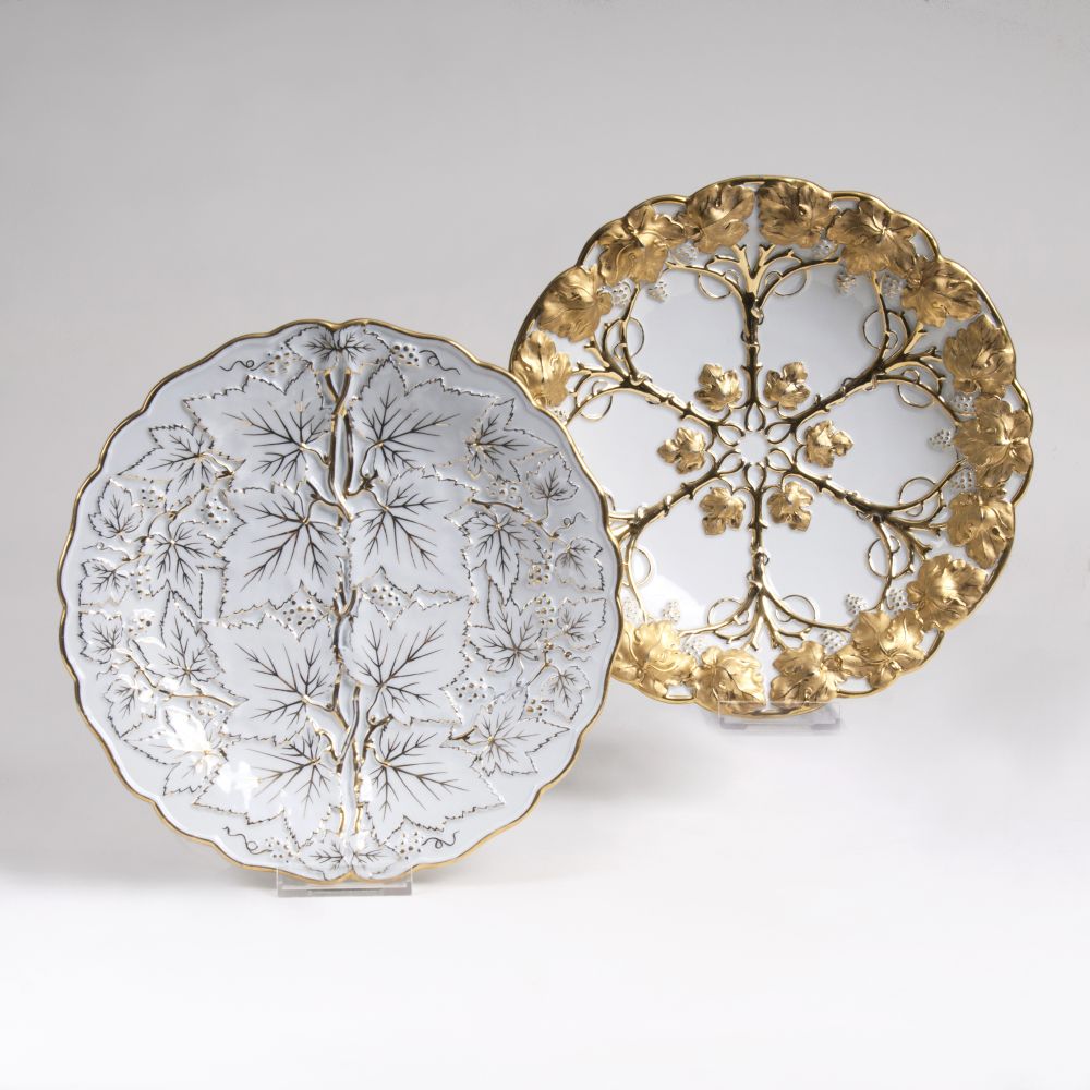 Two Plates with Gold Relief