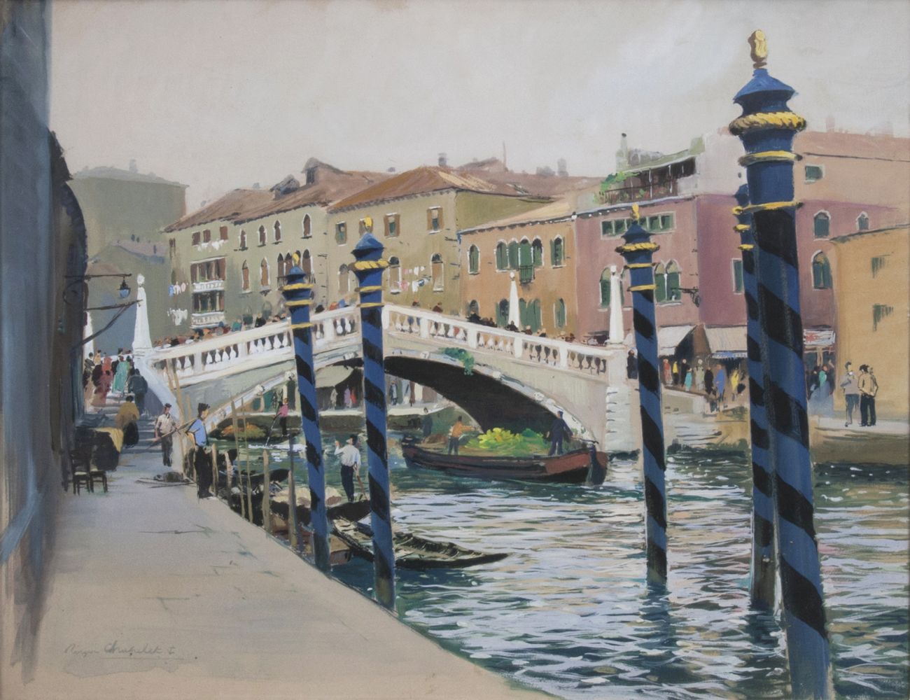 Gouache Roger Chapelet, Kanal in Venedig