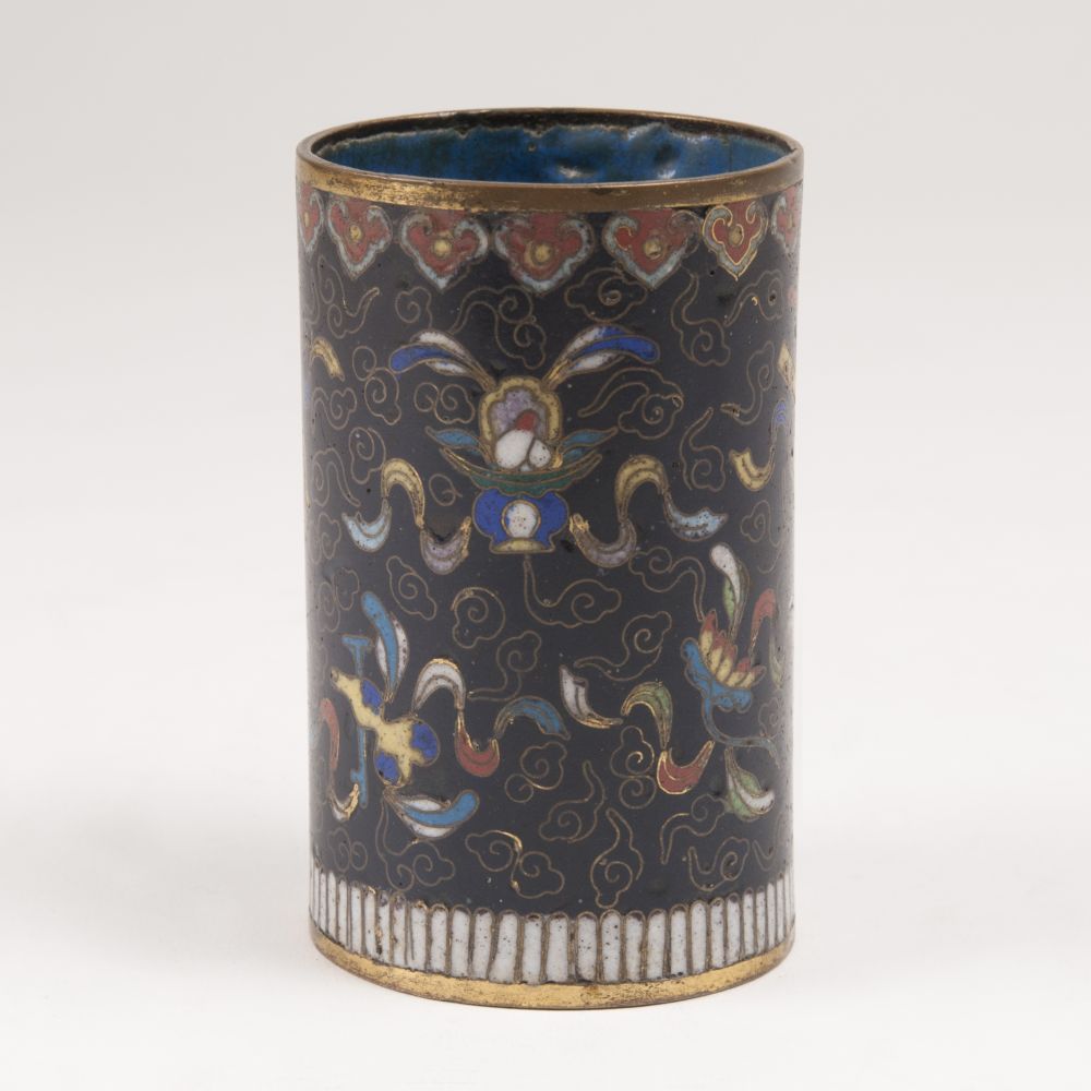A Cloisonné Brushpot with Attributes of the Eight Immortals