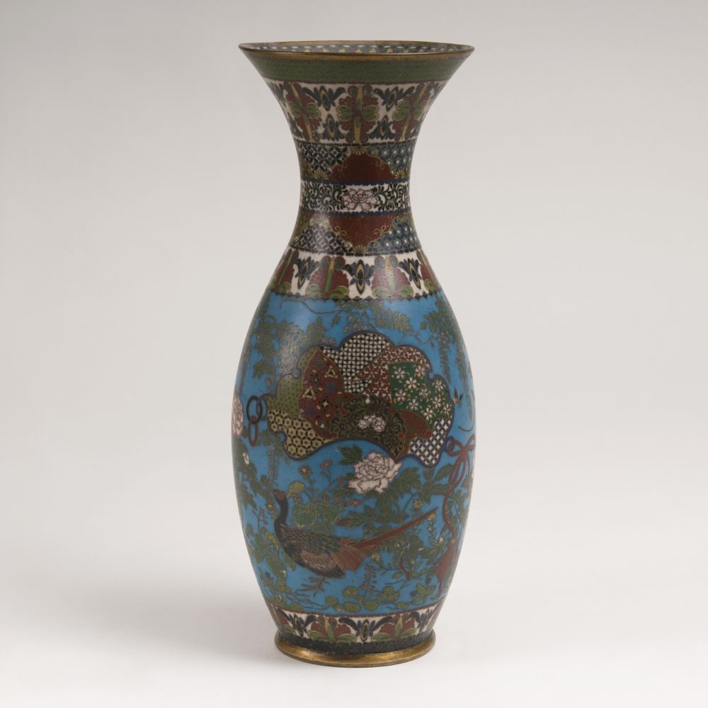 A Richly Decorated Cloisonné Baluster Vase
