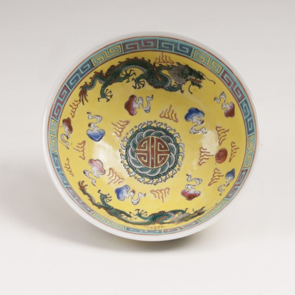A Small Bowl with Dragon Decor against yellow ground - image 2