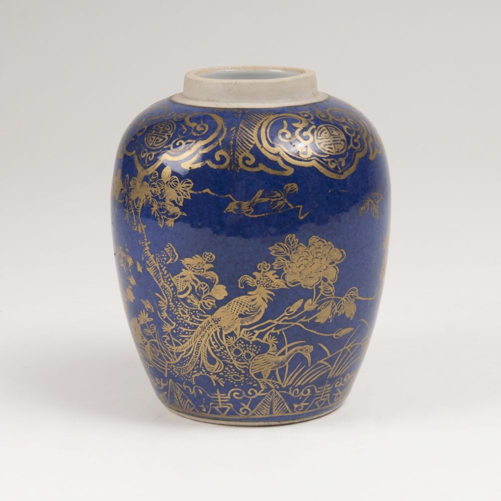 A 'Powder Blue' Ginger Jar with Gold Decor