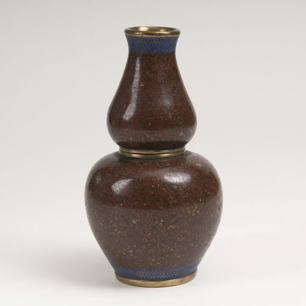 A Cloisonné Double Baluster Vase with Spiral Decor