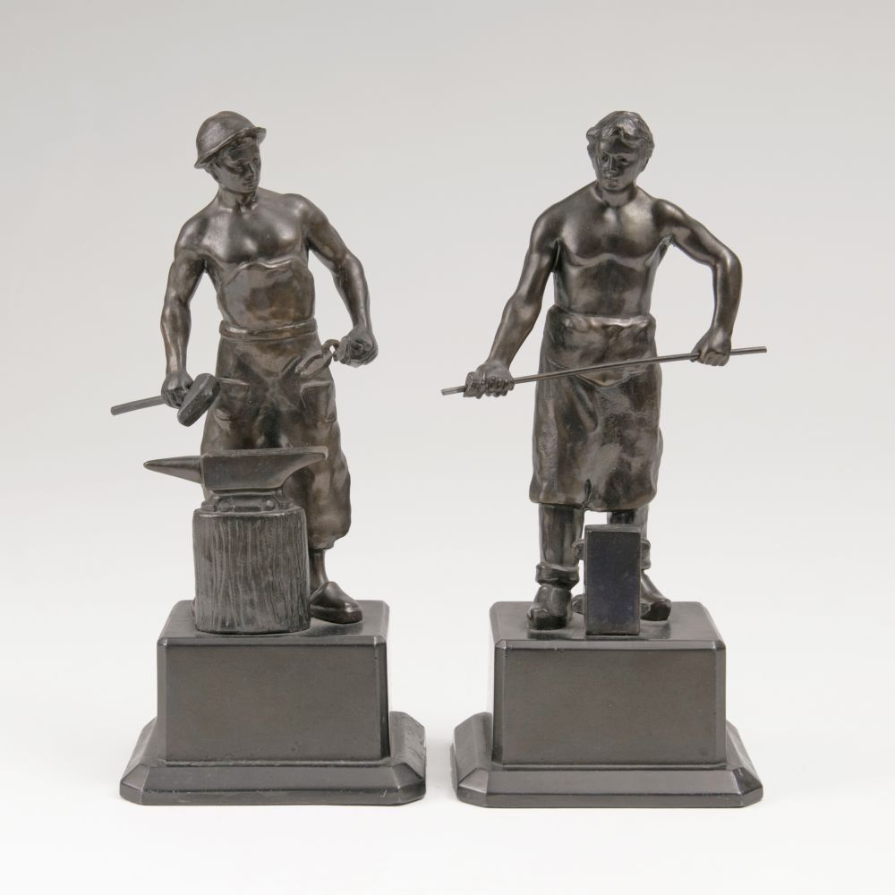 A Pair of Figures 'Blacksmith and Glassblower'