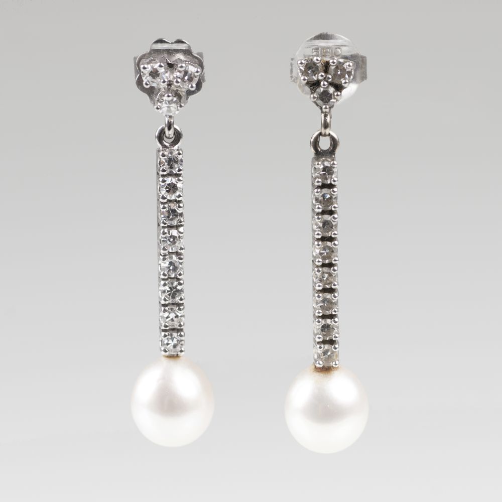 A Pair of Pearl Diamond Earrings