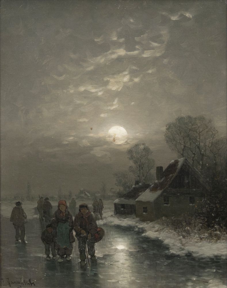 Winter Landscape with Full Moon