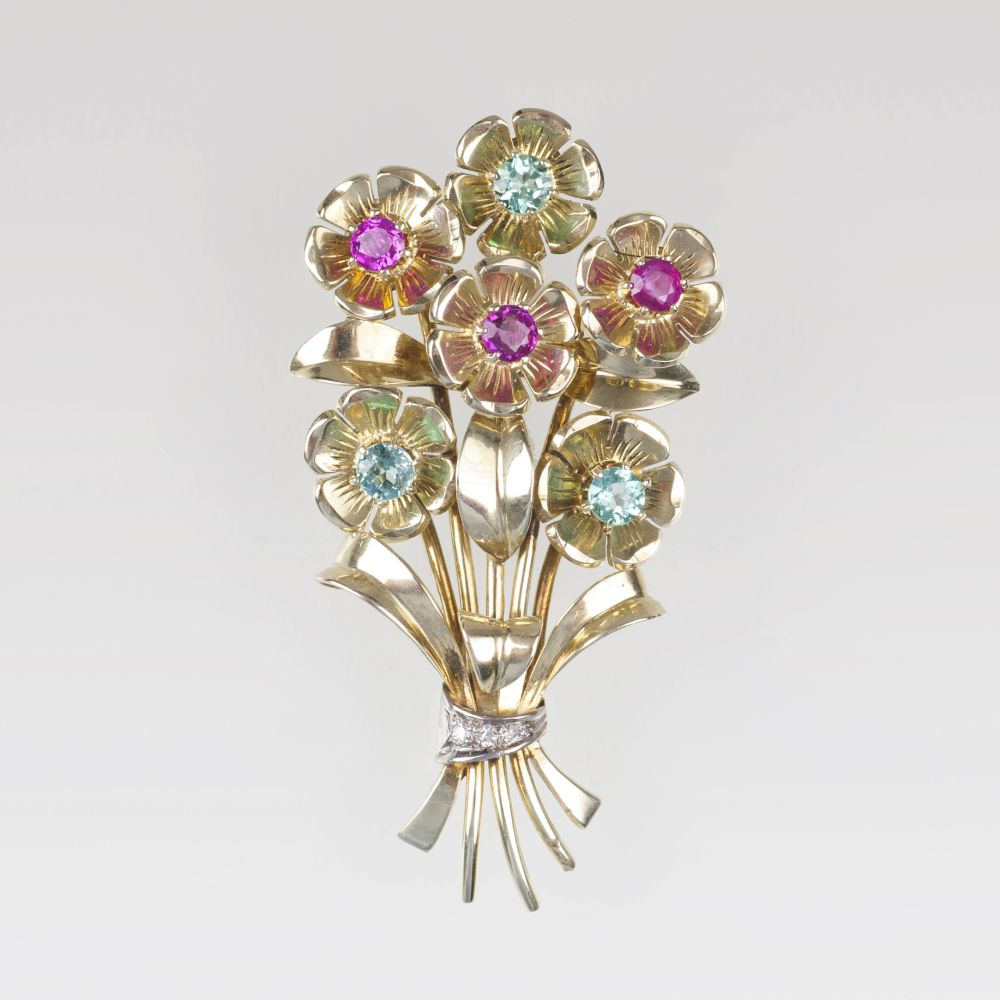 A Vintage Pendant with Tourmalines and Rubies