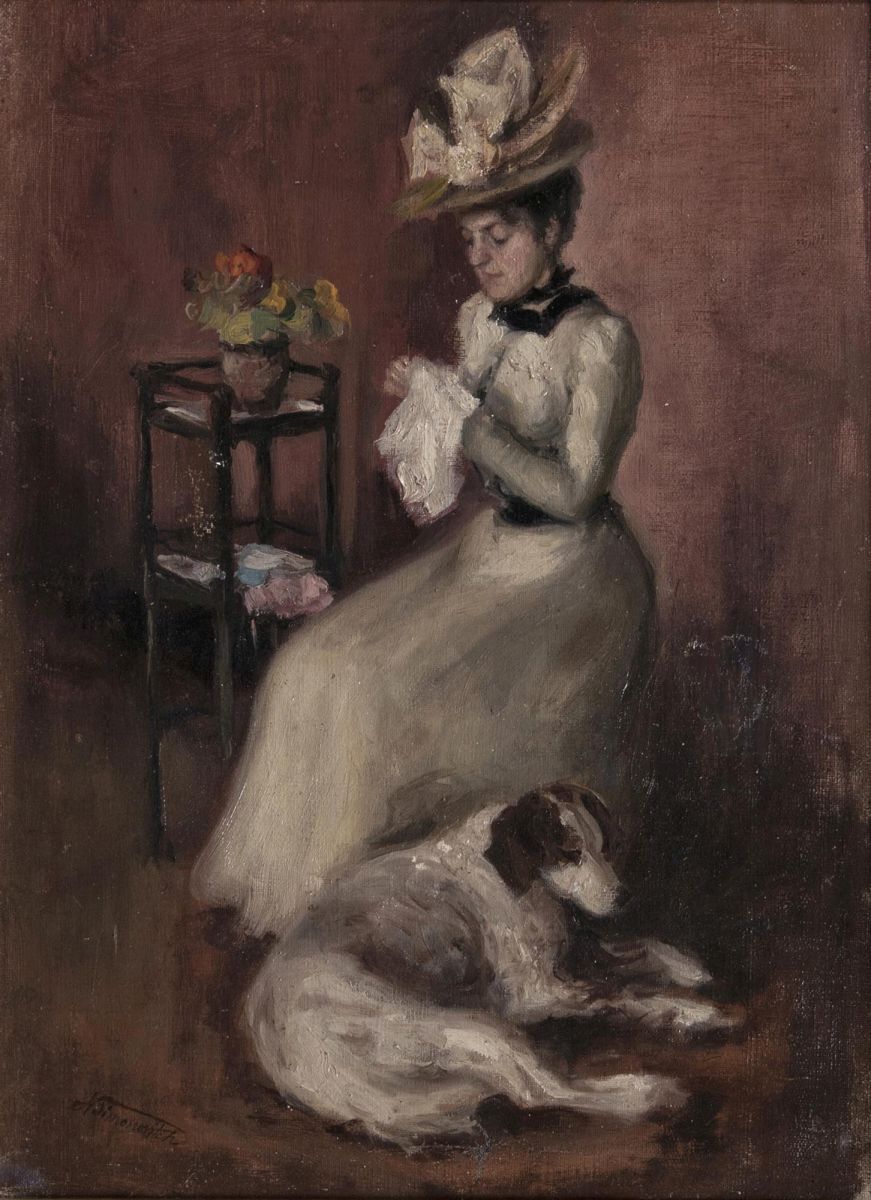 Young Woman with Dog