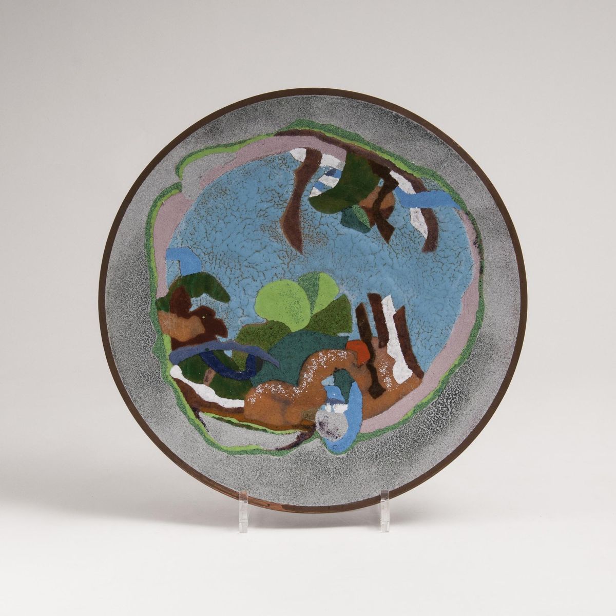 An Enameled Plate with Landscape Painting
