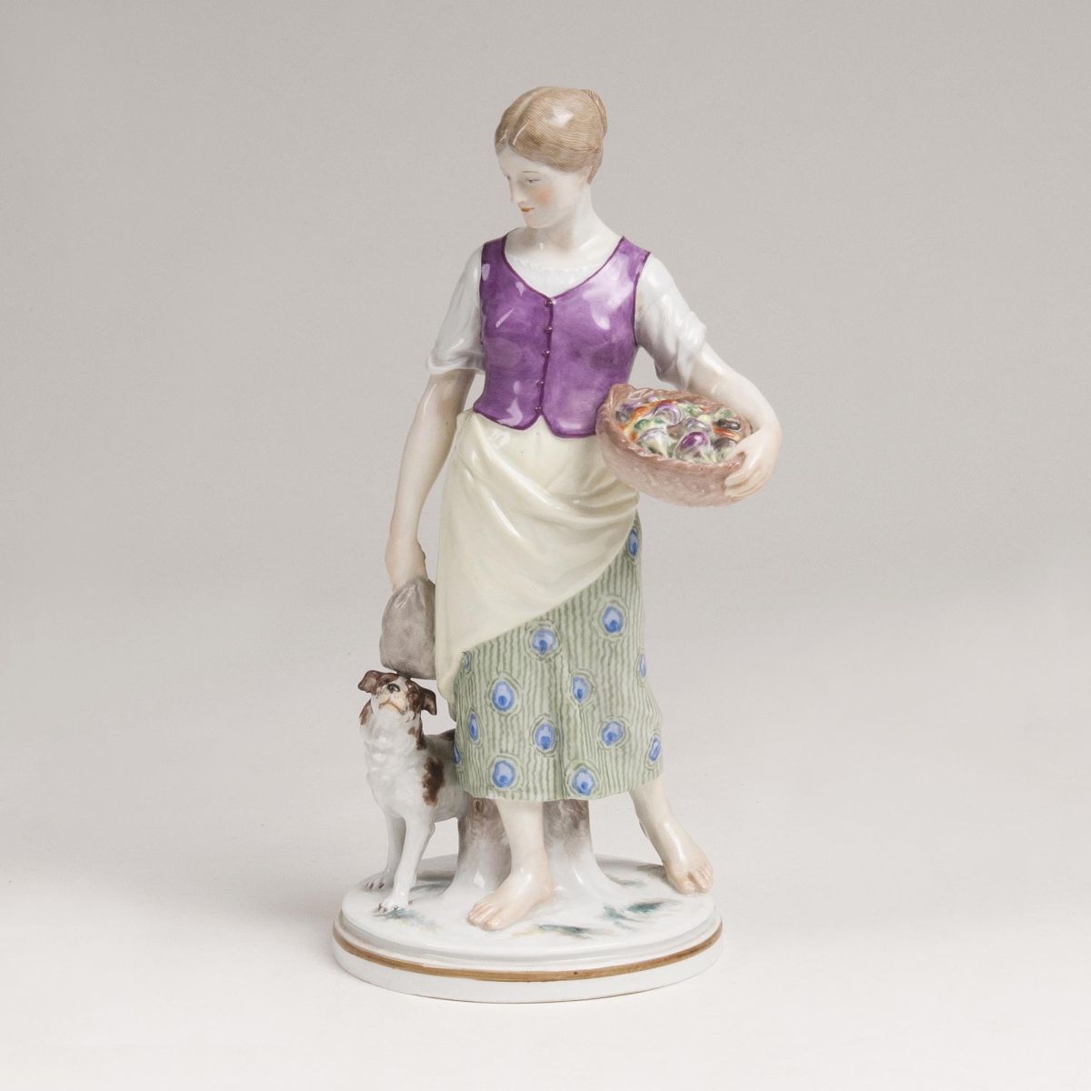 Jugendstil-Figur 'Landmädchen mit Wachtelhund' - Bild 2