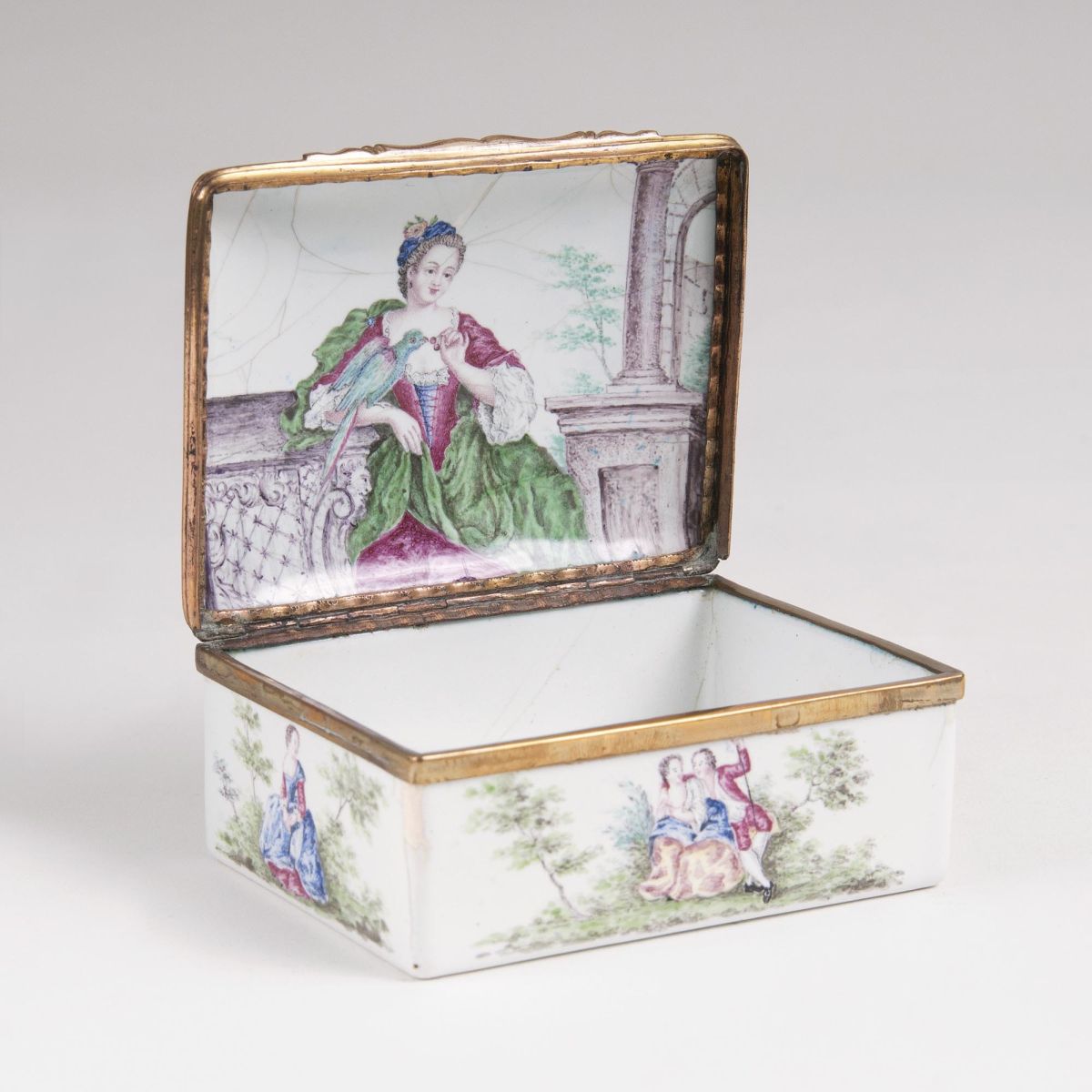 An Enamel Snuff Box with Gallant Scenes