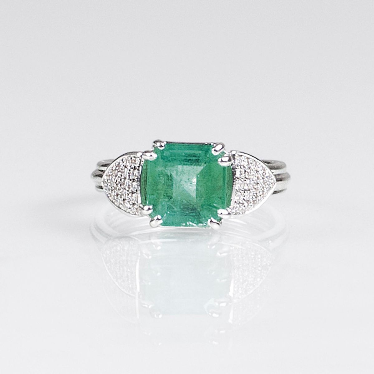 A Colombian Emerald Ring with Diamonds