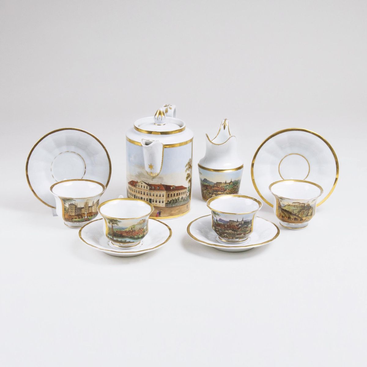 A Biedermeier Part Coffee Service with Views