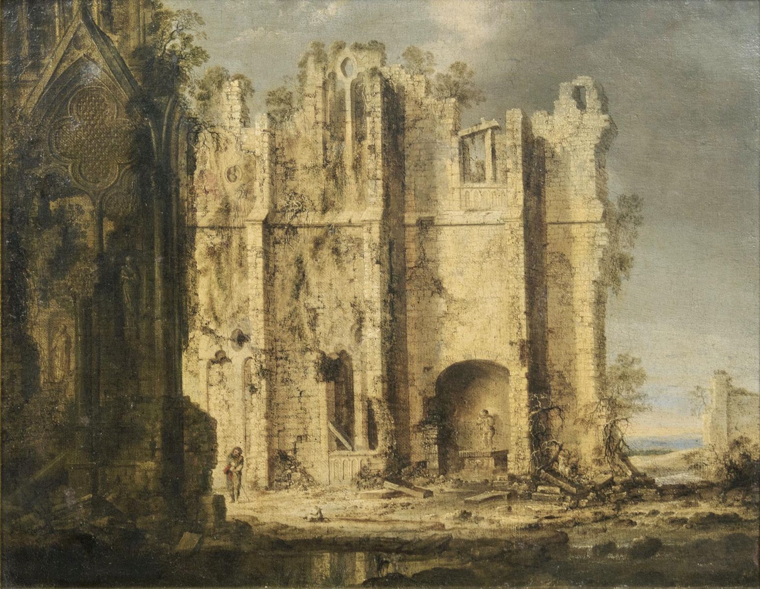 Ruins of a Monastery with Herdsman