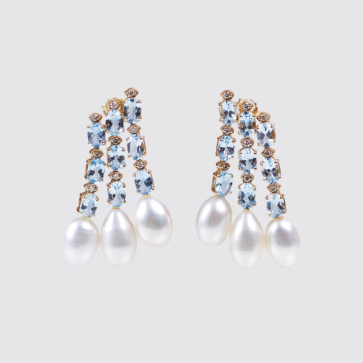 Paar Aquamarin-Perlen-Ohrhänger