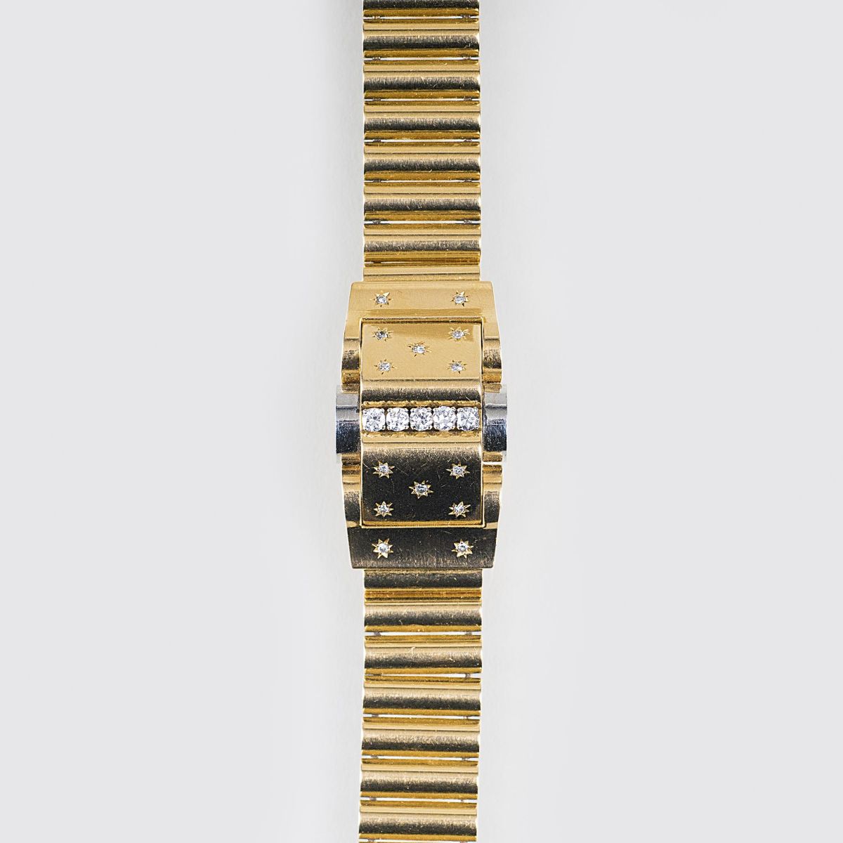 Französische Art-déco Damen-Armbanduhr mit Brillant-Besatz - Bild 2