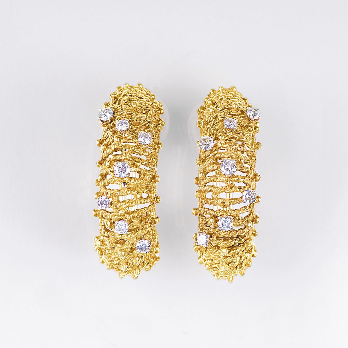A Pair of Vintage Diamond Earclips