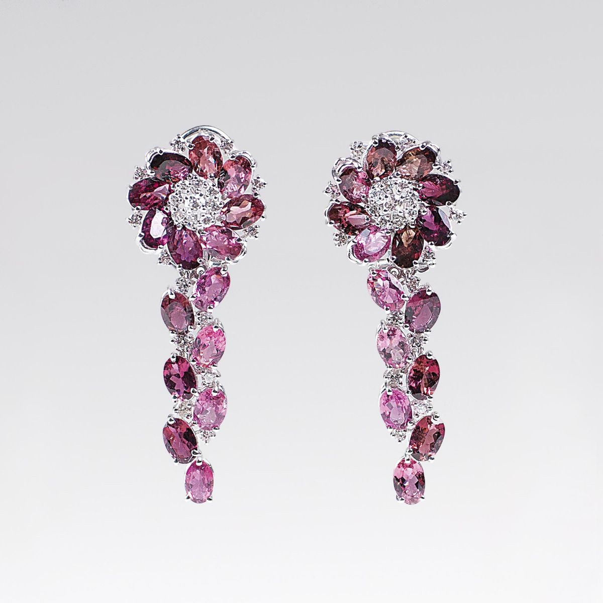 A Pair of Tourmaline Diamond Earrings