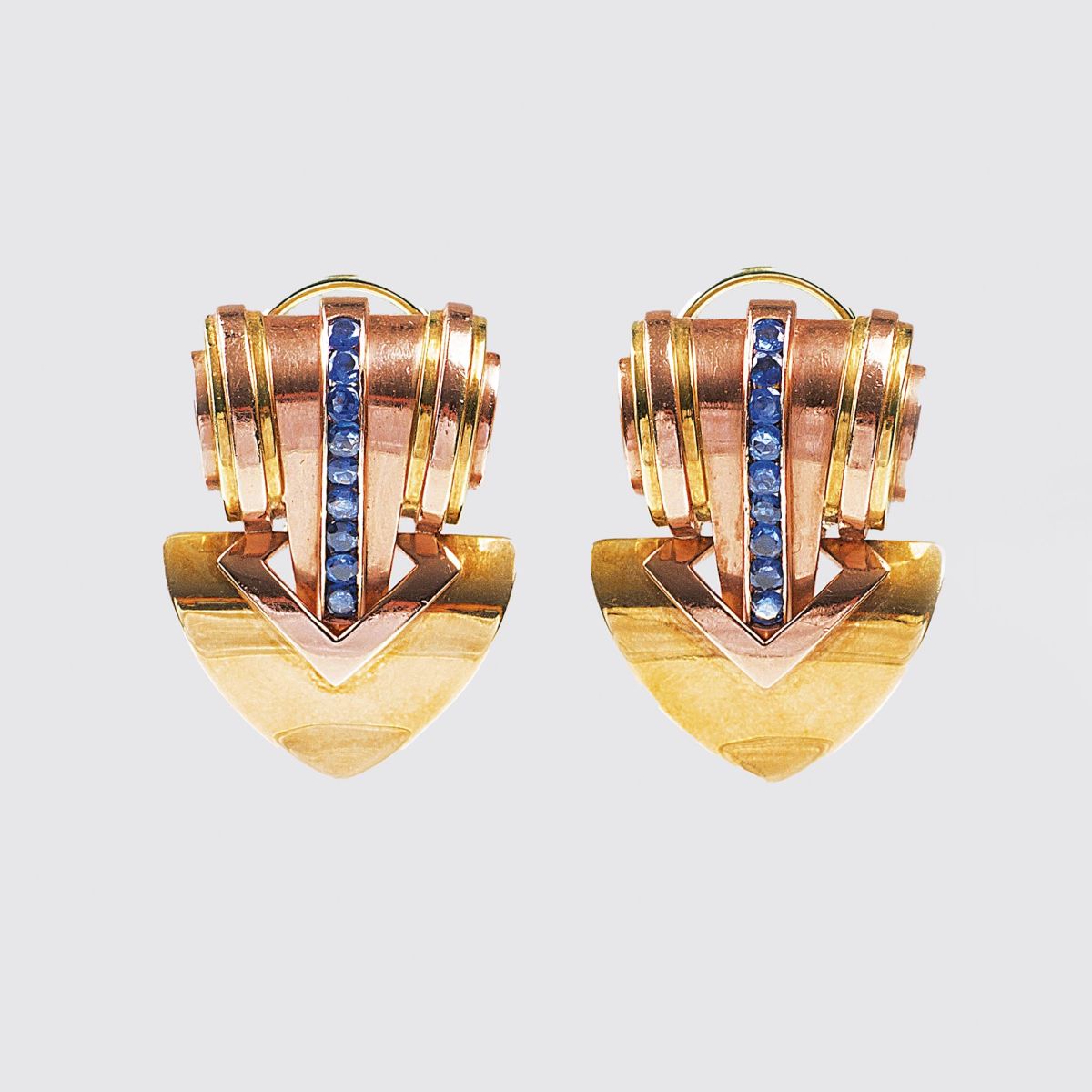 A Pair of Art-déco Gold Earclips