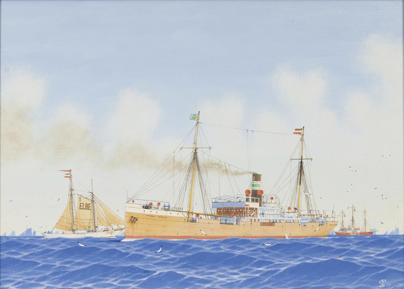 Peter Storck - The Jeannette Woermann on the Elbe The Jeannette Woermann on the Elbe