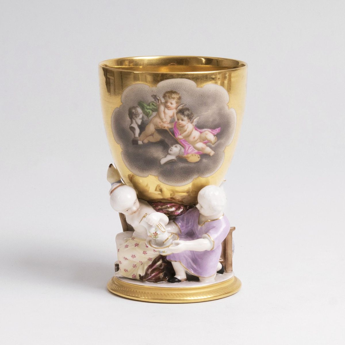 A Gilded Goblet with Fine Putto Painting