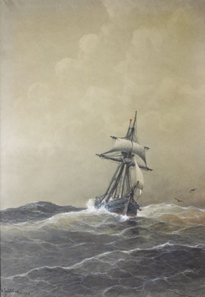 A sailship in the ocean