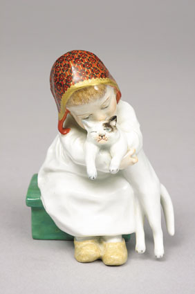 A small figure 'Girl and cat'