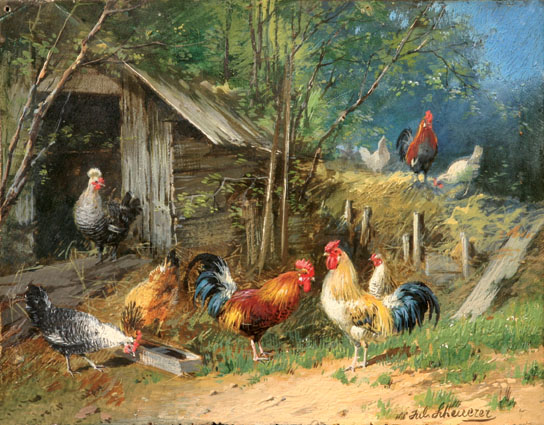 A poultry yard in a landscape