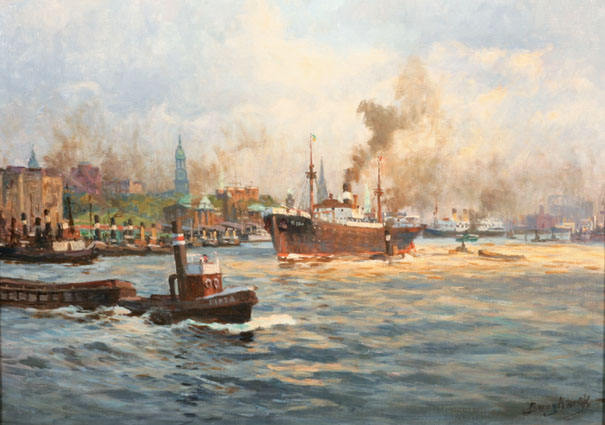 A prospect of the harbour of Hamburg