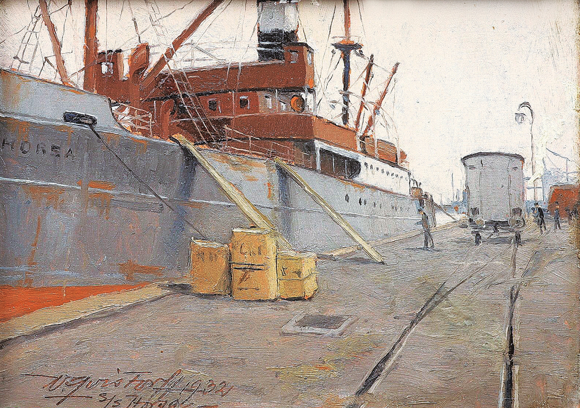 Cargo steamer S/S 'HORSA' in the harbour of Copenhague