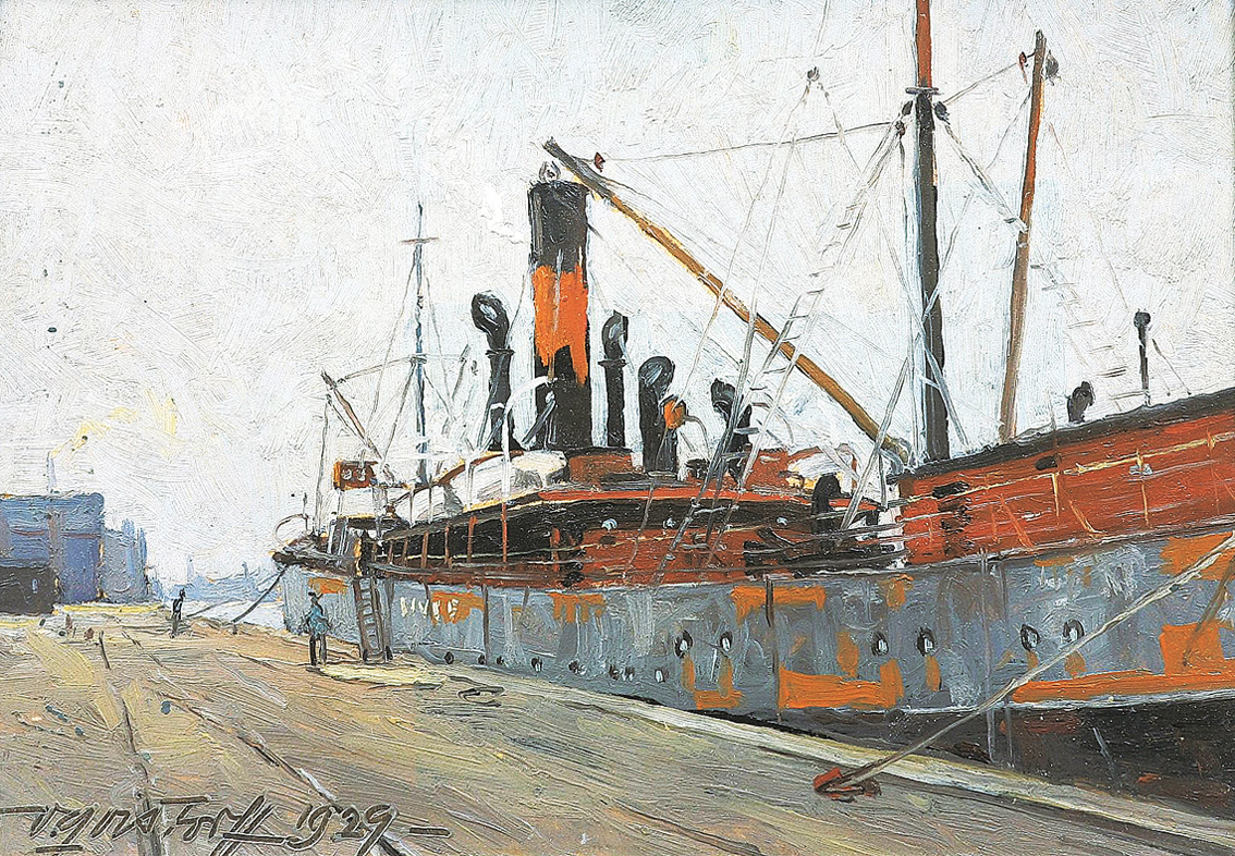 A cargo at the harbour quay