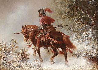 A Knight riding into a Forest
