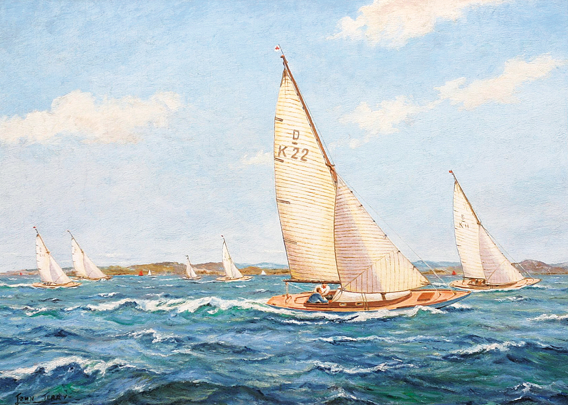 A sailing regatta off the coast