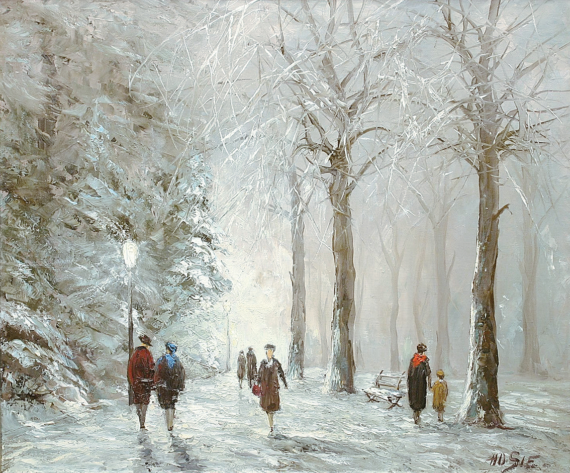 Spaziergänger im Alsterpark an einem Wintertag