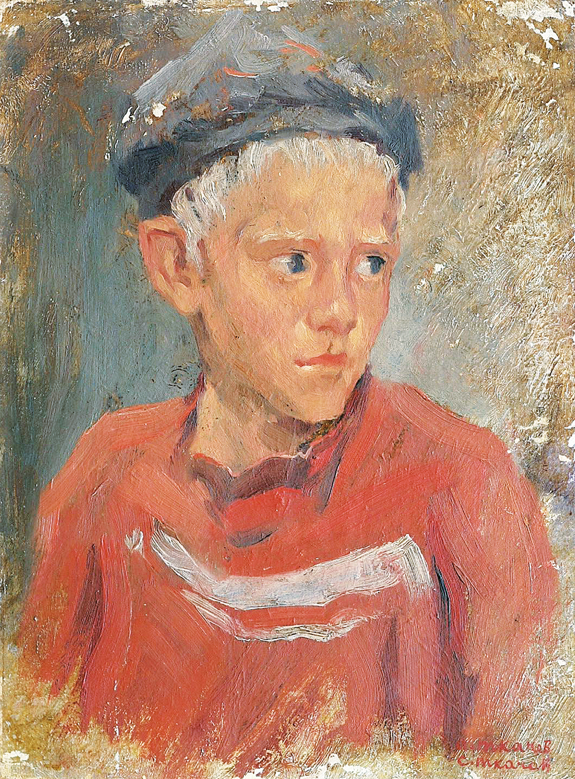 Portrait of a boy with marine hat