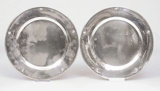 A pair of modern silver plates