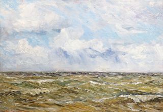 A storm on the river Elbe near Otterndorf